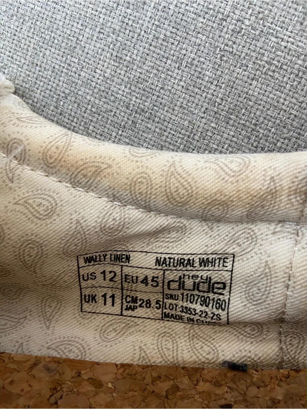Hey Dude Wally Soled Cream Canvas Men's Shoe
